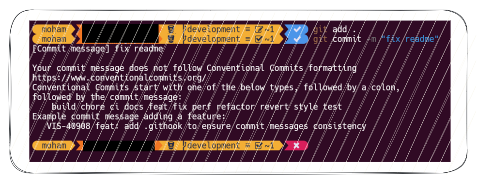 figure 4: validating the conventional commit